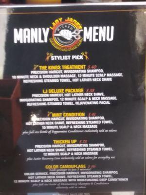 Manly menu