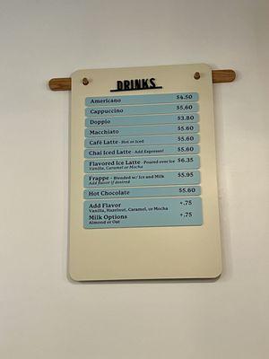 Drink menu