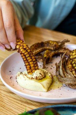 Corn Ribs 
morita & sumac dust, lime leaf aioli