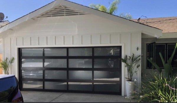 C.H.I. FULL VIEW ALUMINUM GARAGE DOOR WITH FROSTED WINDOWS.