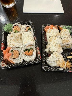 Salmon and shrimp tempura roll