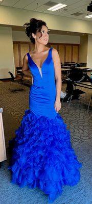 Another shot of this fun blue ruffle gown used to host Mrs. Nevada Earth pageant