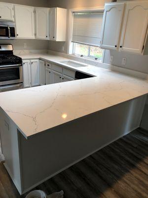 Another beautiful Quartz Kitchen Countertop Install. We are loving this color called Montclair!