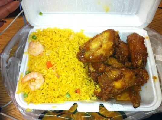 Honey Fried Chicken Wings & Shrimp Fried Rice ~~$7