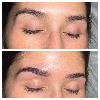 Brow wax, lamination and tint