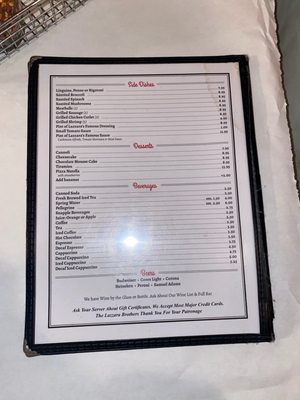 Menu back