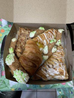 Cannoli, Large, Cannoli minis, variety of danish & a croissant.