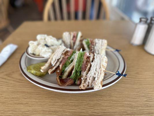 Turkey club with potato salad