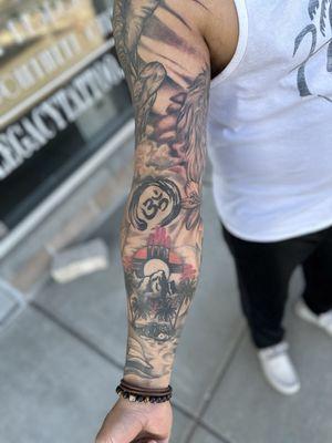 Sleeve tattoo by Brent Humphreys