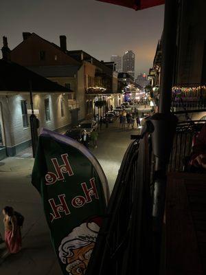 Balcony seating over bourbon street