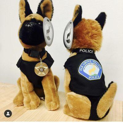 Elk Grove Village K-9 stuffed animals.