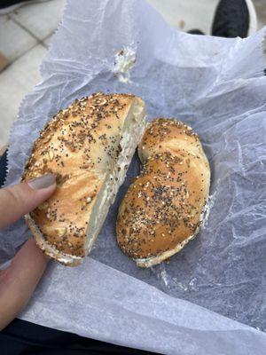 Everything bagel with cream cheese