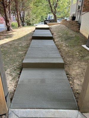 Concrete walkway with step landings