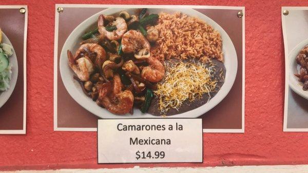 Camarones a la Mexicana $14.99