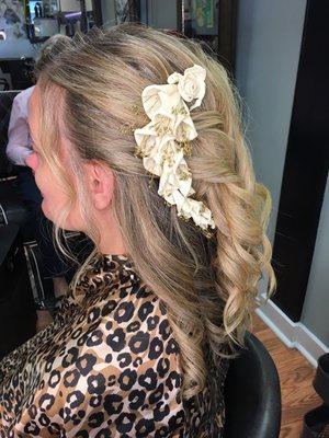 Wedding day hair at Frederick's salon.