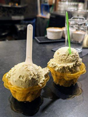 Pistachio & Nutty Squirrel (peanut butter w/ chocolate) gelato. I loved that these weren't so rich or overly sweet.