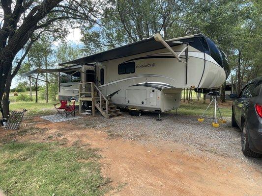 Accommodations for 42' RV's with plenty of room to stretch out!  There is lots of room between sites also!