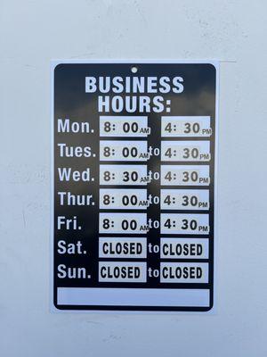 Hours for Return Department