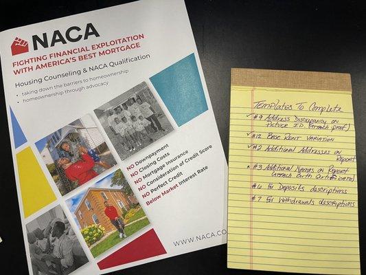 NACA program assistance and my "Must Complete List"