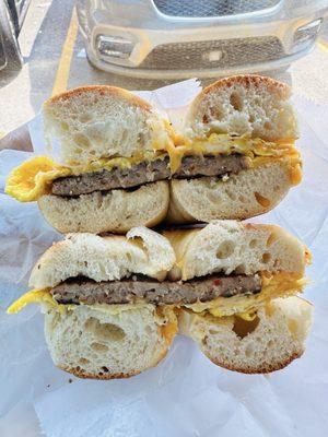 Sausage, Egg, Cheese on a Plain Bagel