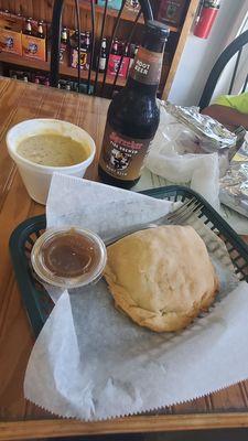 Original Pasty with Gravy, Potato Corn Soup and Root Beer