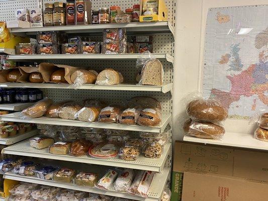 Fresh baked cakes and breads  Clean and neat display