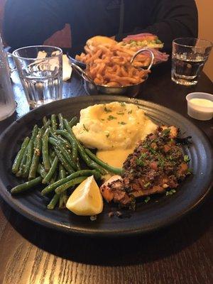 Charbroiled Salmon. It was a dinner entree which was more pricey but worth it.