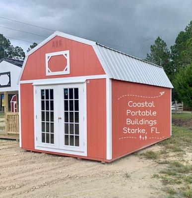 Lofted Barn 12x16 with French doors. Interior lofts, Florida built.