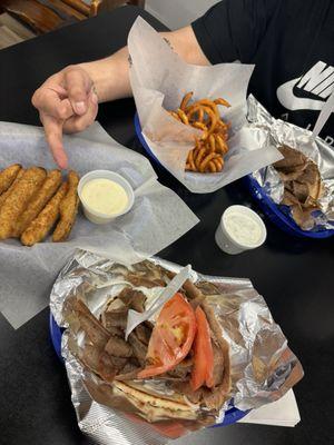 gyro plate & fried pickles