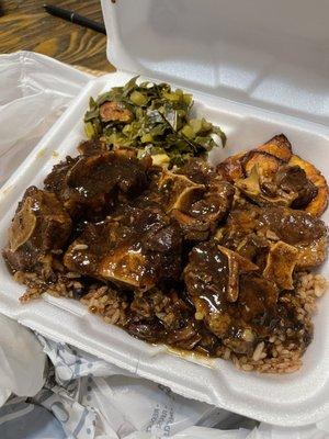 Oxtail with collard greens