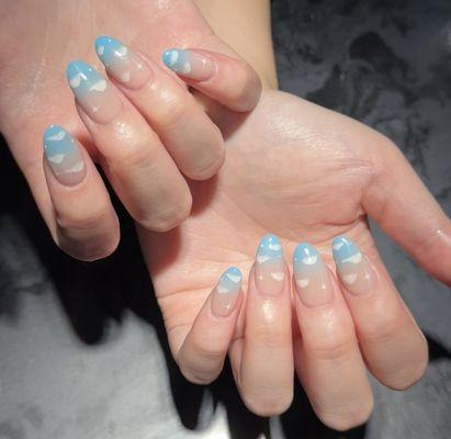 GelX ombre cloud nails