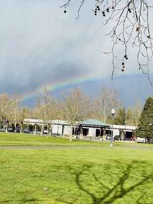 Where's my Pot-O-Gold?! lol rainbow over town green