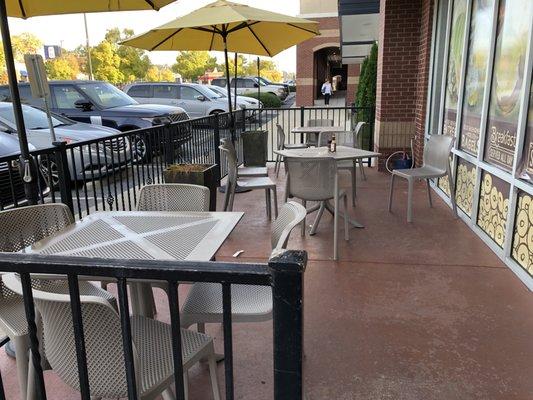 View of the outdoor patio in front of the restaurant.