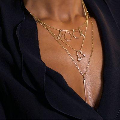 Layering necklaces and charms. 14k Paperclip chain, letter charms. Luxury jewelry without the markup