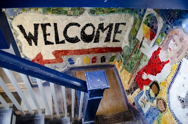 Stairwell mosaic that welcomes you in!