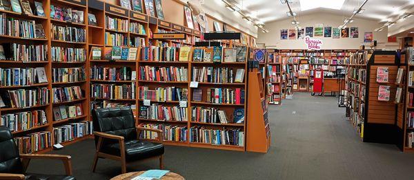 Wide aisles and expansive views above the shelves make for endlessly pleasant browsing