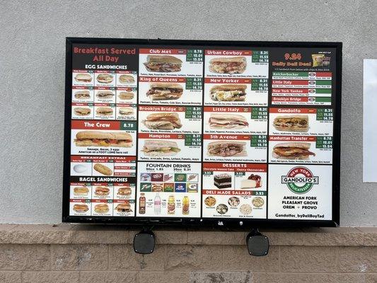 Drive-thru menu