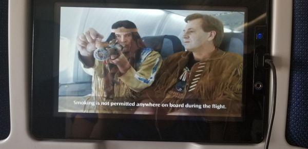 Crazy airline using a white guy dressed as Tonto for a no smoking blurb.