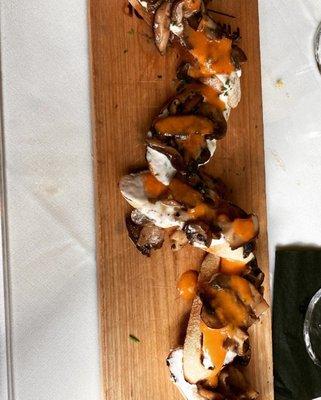 Mushroom and goat cheese bruschetta