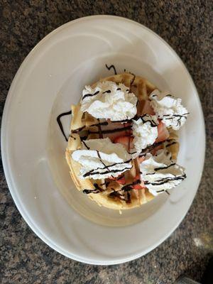 Waffles end strawberries