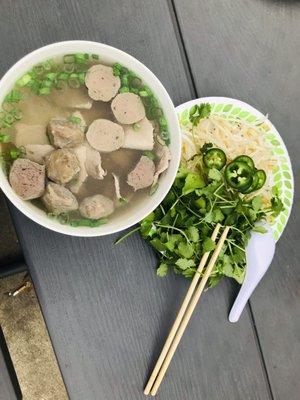 Pho with meatball