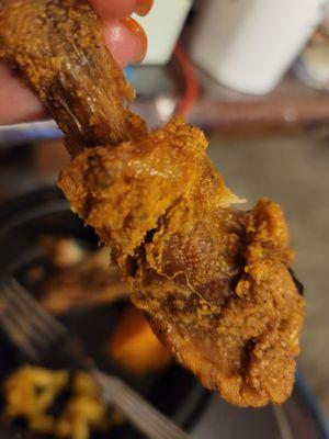 Burned fried chicken