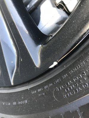 Damage to rim caused by the car wash