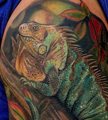 Iguana color realism pet tattoo