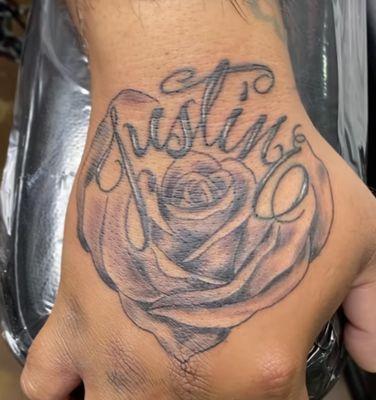 Touch up on the name & added the heart shaped rose.