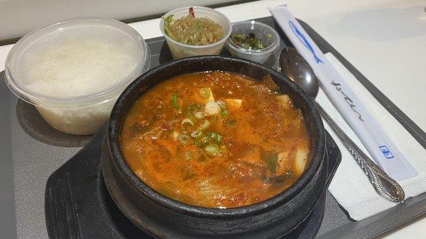 Kimchi Stew - Spicy Kimchi Stew with Pork, Tofu, Rice Cake and Glass Noodles