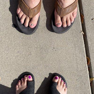 His and her toes.