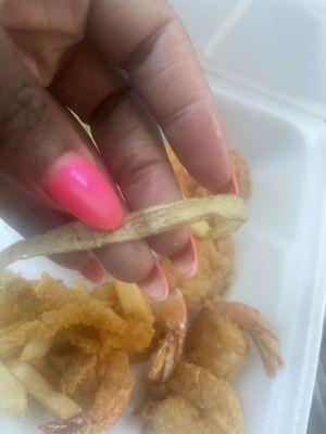 Onion rings and fried shrimp