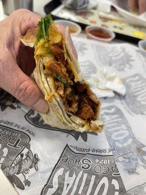 1/2/23. Ringing in the new year with an Adobada burrito -- Yummy marinated spicy pork. If you haven't tried it TRY IT.