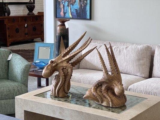 Incredible carved wood octopus.